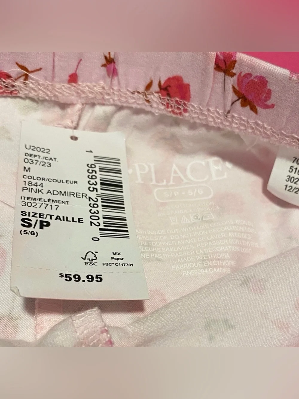 The Children's Place Pink Floral & Black Daisy 4 pc Capri Leggings Set